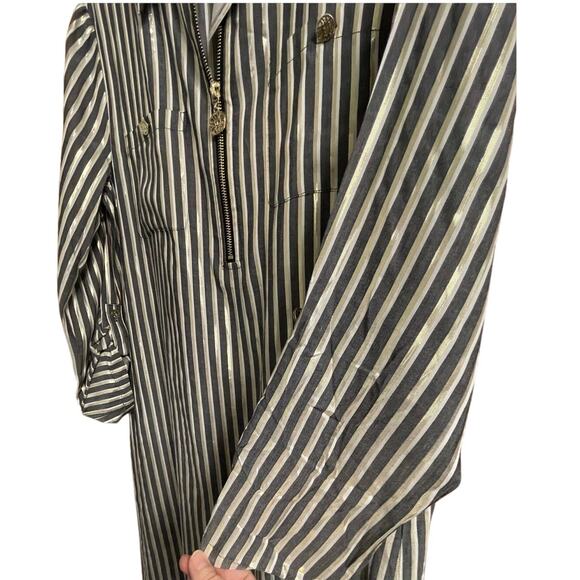 Anne Klein Gray with Gold Metallic Striped Shirt Dress size 6 - Picture 10 of 11